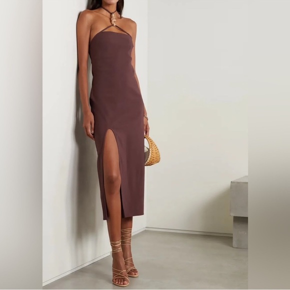 cult gaia Dresses & Skirts - Cult Gaia Brown Castila Halterneck midi dress size large